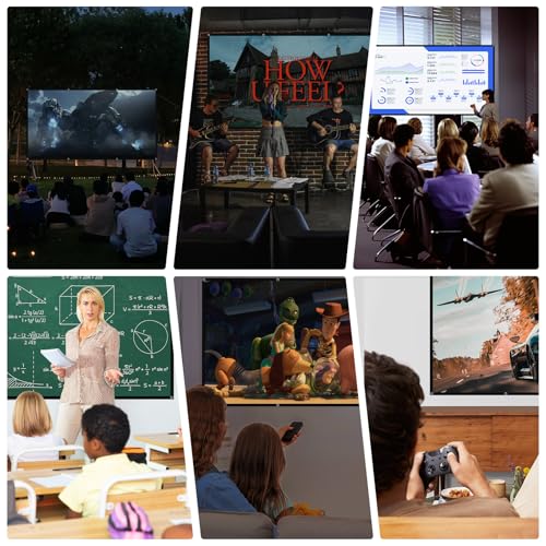 AiQInu Projector Screen 84 Inches, 16:9 HD Screen, Anti-Crease Foldable Screen, Portable Projection Screen for Home Cinema, Meetings and Projector Screen Outdoor, Home and School