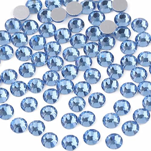 Image of Beadsland 2880pcs Flat Back Crystal Rhinestones Round Gems for Nail Art and Craft Glue Fix,Light Blue,SS10,2.7-2.9mm | Flatback Glass Gems, 2.7-2.9mm, for Nail Art Craft, Glue Fix,Light Sapphire