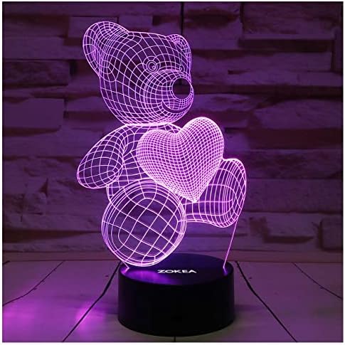 ZOKEA Night Light 3D lamp 7 Colors Changing Nightlight with Smart Touch & Remote Control 3D Night Light for Kids or as Gifts for Women Kids Girls Boys (Teddy Bear)