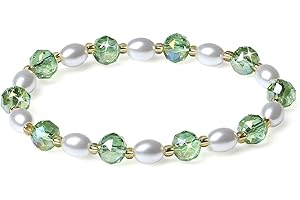 Handmade Women's Beaded Stretch Bracelets: Bling Faceted Crystal in Delightful Multi-Color Designs