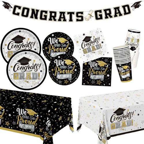 2025 Graduation Decorations Kit: Black and Gold Graduation Party ...