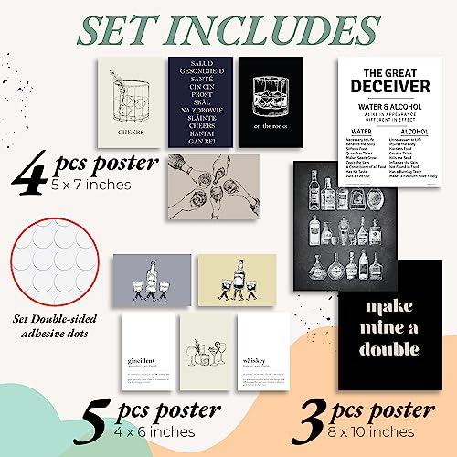 97 Decor Bar Cart Accessories And Decor - Bar Decor For Home, Home Bar Wall Decor, Vintage Bar Pictures Bar Decorations, Eclectic Whiskey Posters For Men, Drink Prints For College Dorm (Unframed) #TOP1