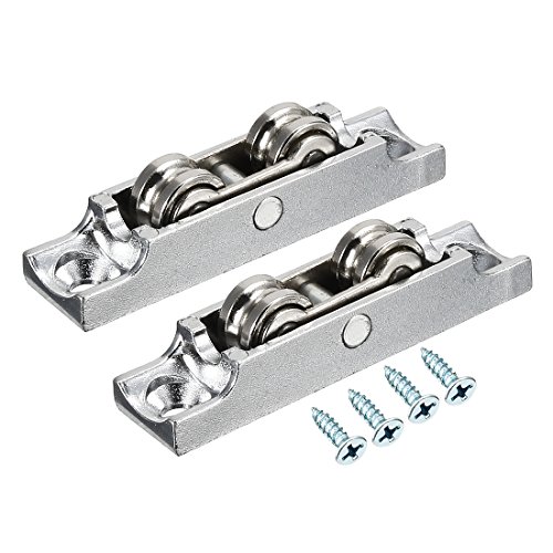 sourcing map 11,5 mm de diámetro Polea de acero de rodamiento de rueda doble ventana puerta corrediza 2pcs