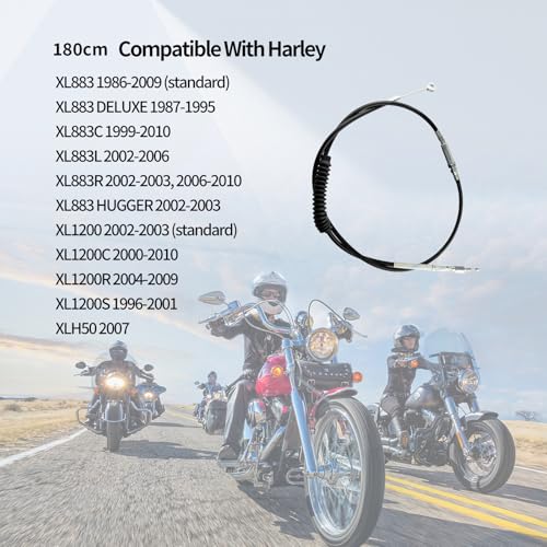 Motorcycle Clutch Cable Wire Steel Braided 71" 180cm Compatible with Harley Sportster XL883 1986-2013 XL1200 2004-2020 XL 883 1200 Stainless Cable Models by OuYi - Image 7