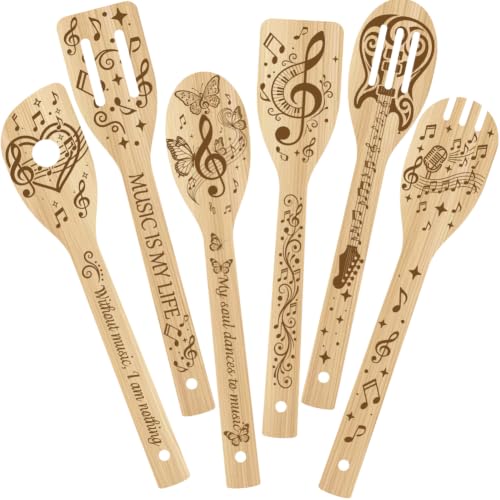6-Piece Bamboo Music Note Utensil Set
