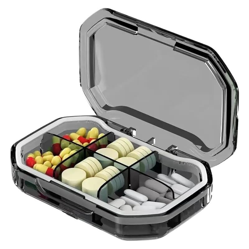 Organizer na tabletki, organizer na tabletki na 7 dni, przenośny organizer na tabletki, mini pojemnik na witaminy do torebki i kieszeni, mały przezroczysty pojemnik na leki