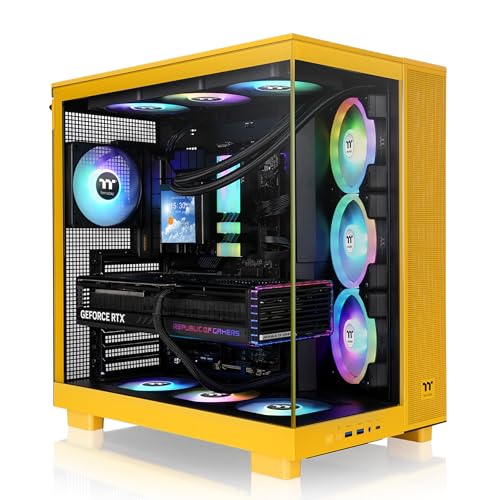 Image of Thermaltake View 380 XL TG ARGB; 4x120mm ARGB Lite Fans Included; 360mm Radiator Support; 420mm GPU Clearance; Hidden Connector Support; Dual Chamber; Bumblebee; CA-11E-00M4WN-00