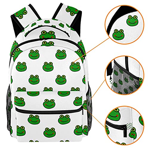 Sac à dos d'école confortable et spacieux style décontracté motif grenouilles