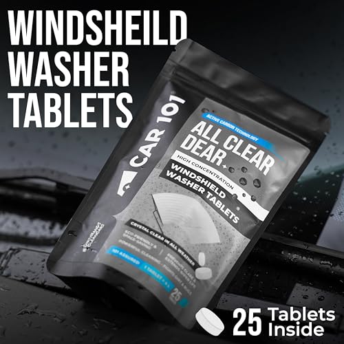 Image of CAR101 Windshield Washer Tablets - 25Pcs | Car Accessories | Automotive Glass Wiper Cleaning Tablets | Concentrated Glass Cleaning | Bug & Dirt Remover, Eco-Friendly Washer Fluid Substitute
