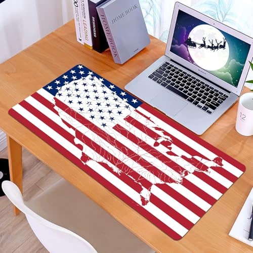 KDWJS Alfombrilla para ratón Speed Gaming XXL 90x40 cm - Base para Mesa - Mejora la precisión y la Velocidad - Resistente - Mapa de los Estados Unidos de América en la Bandera Estadounidense