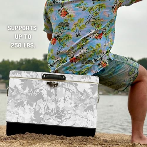 Image of FSE Hard-Sided 54 Qt. / 80 Can Metal Cooler | Durable outdoor beverage cooler with latch closure, bottle opener and side handles. Ideal for picnic or tailgate use