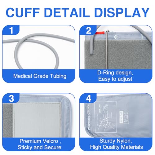 Image of 2XL Blood Pressure Cuff for Adult, Compatible with Most Monitors, ARM Blood Pressure Replacement Cuff with 8 Connectors 8.7 inch-24 inch (22-60cm)
