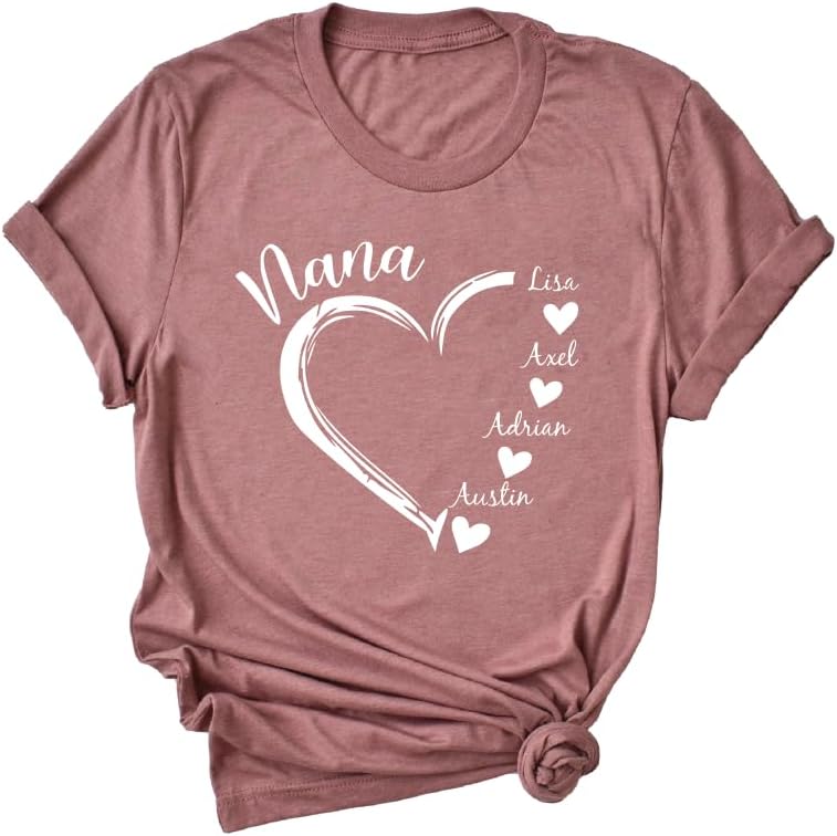 Custom Grandma Shirt with Grandkids Name, Grandma Heart T-Shirt, Grandkids Name Tshirt, Gift for Nana, Grammy Tops, Mimi Gift,Personalized Nana Shirt - Image 7