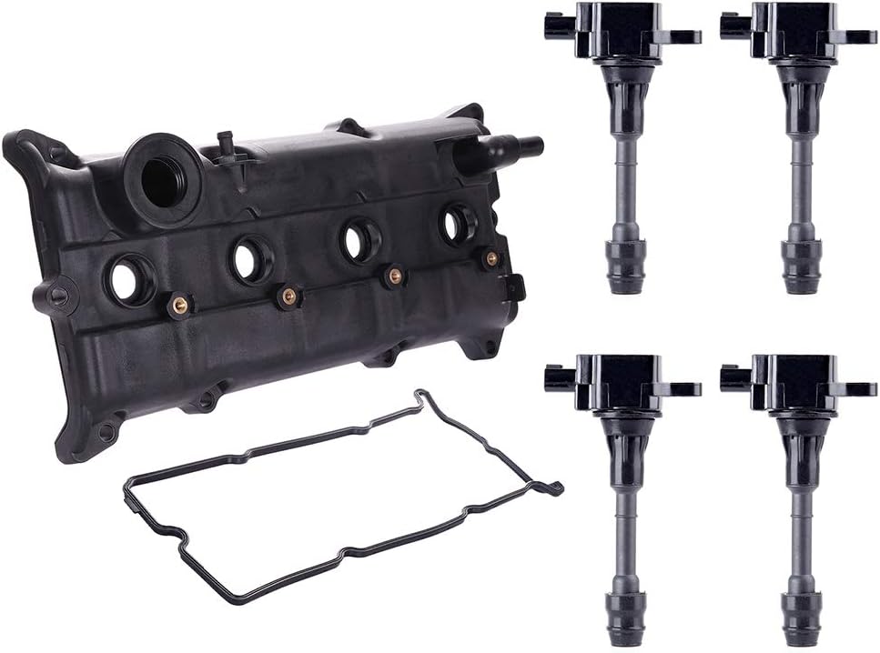 OCPTY Set of 4 Ignition Coils Compatible with UF350 Valve Covers Fit for 2002-2006 Sentra Valve Cover Gasket Set
