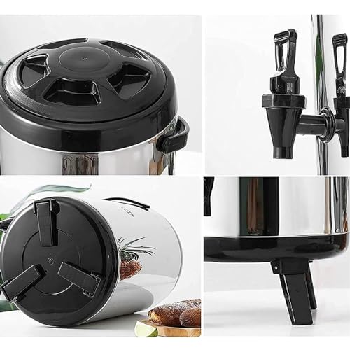 Wiadro ze stali nierdzewnej, urna gastronomiczna, 6 l / 8 l / 10 l / 12 l / 16 l / 20 l dozownik gorącej wody z kranem, izolowane wiadro ze stali nierdzewnej, beczka na herbatę mleczną do gorącej wody