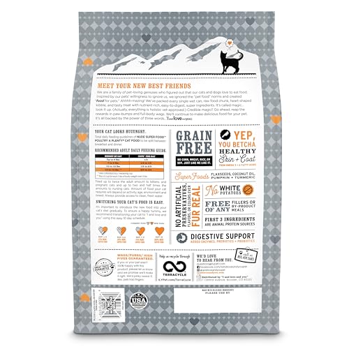 Image of I and love and you Nude Super Food Dry Cat Food - Turkey + Chicken - Grain Free, High Protein, No Fillers, Superfoods, 5lb Bag