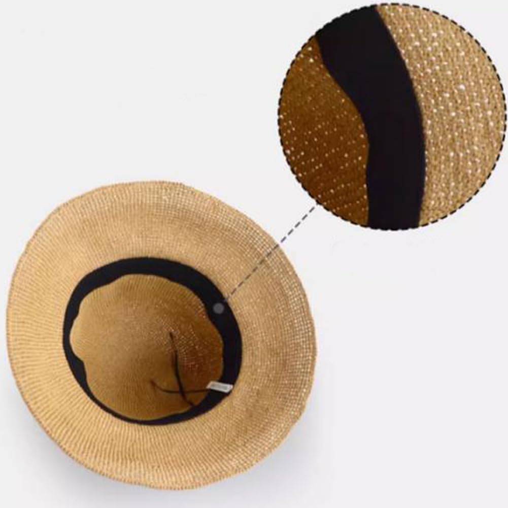 Girls Sun Hats Solid Color Straw Hat Kids Wide Brim Sun Protection Beach Cap with Bow UPF 50 Bucket Hat 3-7 Years - Image 3