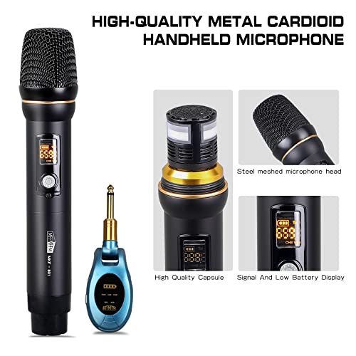 Mffmffm Wireless Microphone, Dual Metal Handheld Dynamic Mics For Singing, Karaoke, 260Ft Uhf Range Compatible With 1/4" And 1/8" Output Devices Such As Pa Systems, Dj Mixers And Amp #TOP4