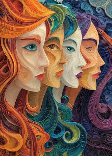 Vibrant Female Portrait Jigsaw Puzzles for Adults 1000 Pieces,Adult Unique Art Best Gift for Puzzle Lovers, Great Gift Idea, Size 20x30 inch