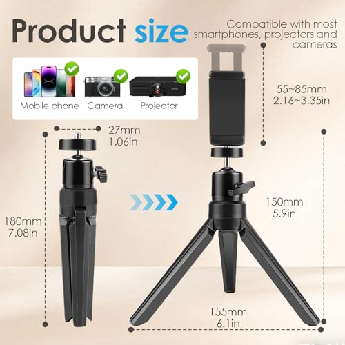 JSMTKJ Beamer Ständer, Mini Stativ für Projektor, Kamera, Smartphone & Webcam, Schwarz, ABS+Metall, 360° drehbar, 18 cm