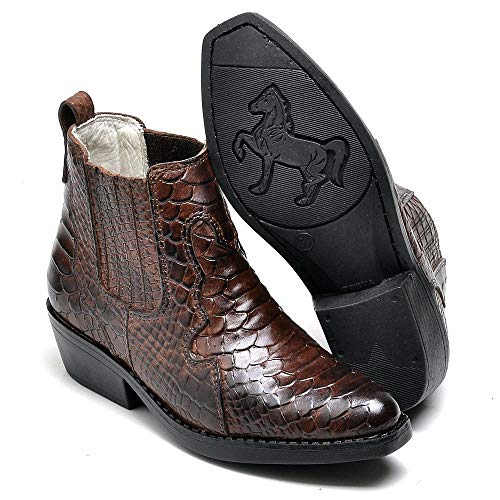 Botina Country Infantil Em Couro JNA SHOES Marrom Kids