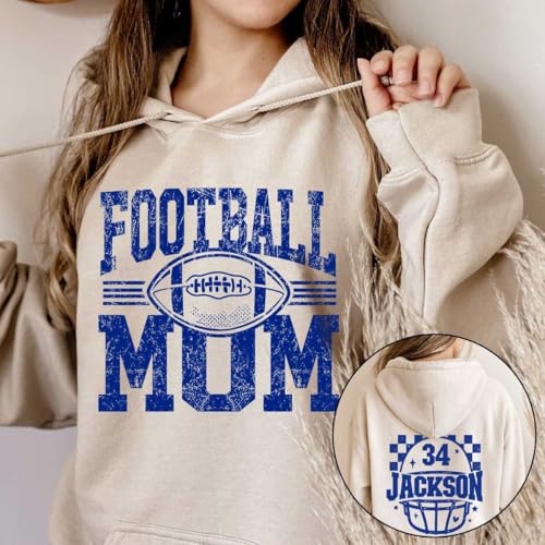 GABITA Personalized Funny Football Mom T Shirts with Name and Jersey Number, Game Day Shirt, Football Mom Sweatshirt, Cheer T-Shirt for Women, Gift for Mama4