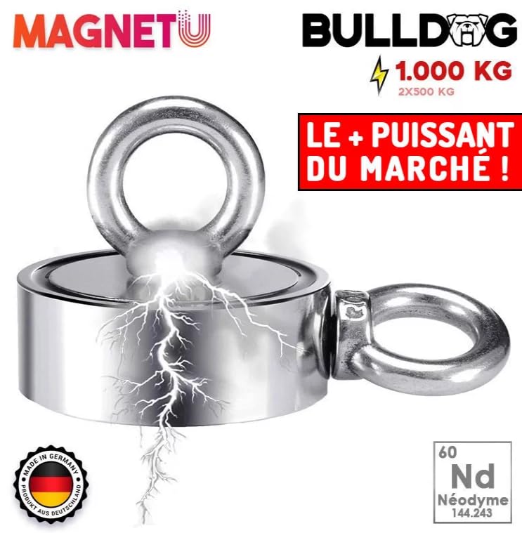 Aimant Utilitaire 1000 kg (2 x 500 kg) Argenté Rond