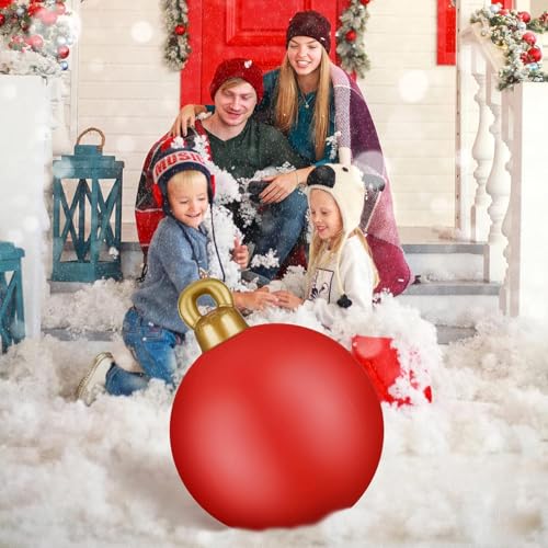 Miniatura 4 de Kaheign 2 Piezas Bolas Inflables Gigantes De Navidad, 60cm Roja Verde Bola Decorativa Inflable Adorno Navideño De Pvc Para Navidad Interior Exterior Hogar Jardín Césped Patio Porche Decoración