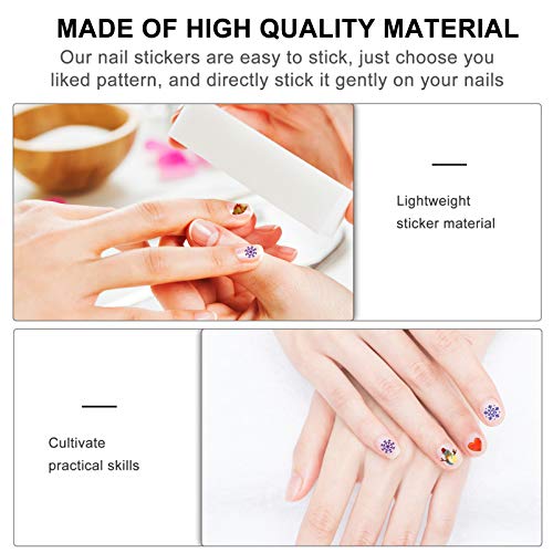 PIXNOR 5 Folhas Adesivos de Unhas de Natal Desenho Animado Floco de Neve de Inverno Adesivos de Unha