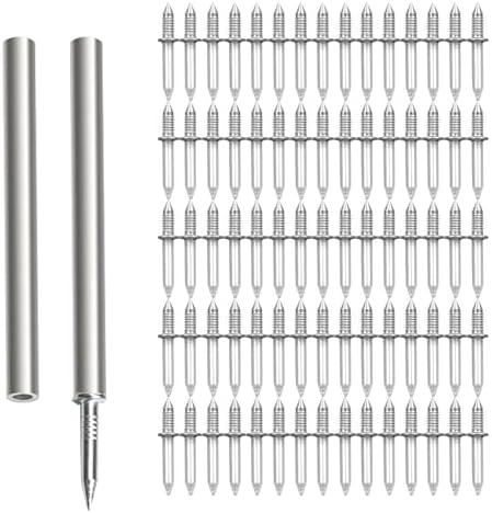 200pcs Double-Head Skirting Thread Seamless Nails with Bonus 2pcs Sleeve Tools, Double Headed Nails Non Marking Double Sided Nails, Invisible Security Screws for Wood Baseboards Double-Headed Nails.