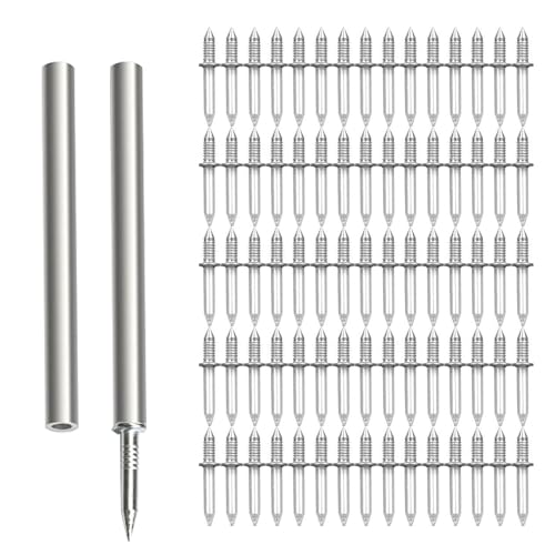 200pcs Double-Head Skirting Thread Seamless Nails with BONUS 2pcs Sleeve Tools, Double Headed Nails Non Marking Double Sided Nails, Invisible Security Screws for Wood Baseboards Double-Headed Nails.