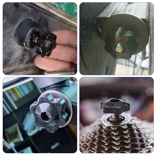 Image of MOZEAT LENS 20 Pack 1 /4-20 Knob 6 Star Knobs 1 /4 Inch 20 Female Threaded Hexagon Head Thru Knob Clamping Knobs Jig Knobs T Track Bolts, Black, 554350 3 VNKWeQdRd
