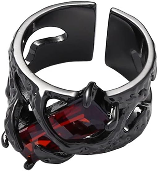 Gothic Open Adjustable Couple Rings: Spider Black Skull Devil Eye Cobra Finger Metal Couples Girls Boys Ring Band Fashion Promise Engagement Halloween Jewelry Gift