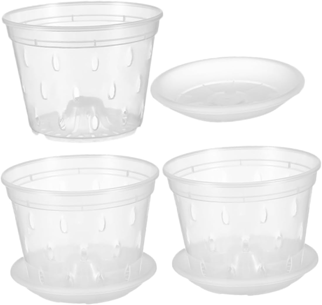 Sosoport 3 Set Orchid Pots with Drainage, PP Breathable Nursery Planters