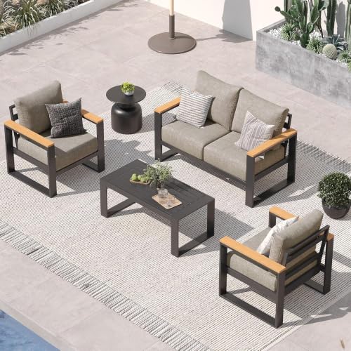 Image of Sundale Outdoor Aluminum Patio Furniture Set, 4 Piece Conversation Sets