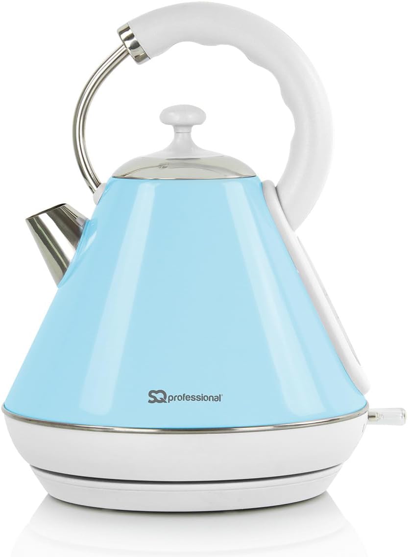 SQ ProfessionalDainty Legacy Stainless Steel Cordless Electric Kettle Portable kettle with Heat Resistant Handle Auto Shut-Off & Fast Boil LED Light Indicator 1.8L | 2200W (Skyline)