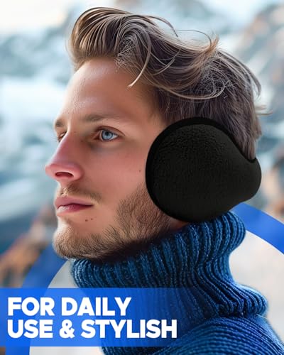 venswell winter ear muffs for men women fleece ear warmers for cold weather running-behind the head earmuffs adjustable