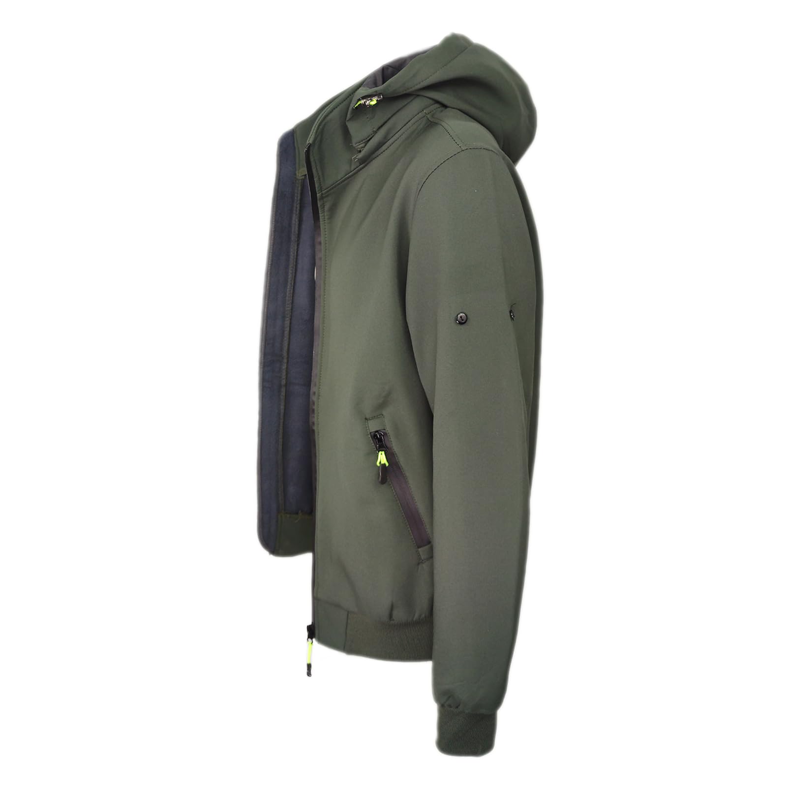 Giubbotto Uomo Termico Invernale Softshell Impermeabile Antivento con Cappuccio Giacca In Pile Calda
