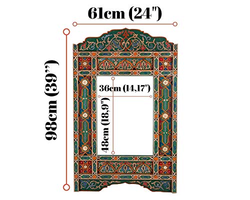 Moroccan Mirror Frame, Farmhouse Mirror, Arch Mirror, Large Wooden Mirror, Rustic Bathroom Mirror Frame, Red Brick Rectangular Hanging Wall (Green) #TOP4