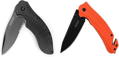 Miniatura 8 de Kershaw - Cuchillo de bolsillo de choque, dentado negro (1605CKTST) hoja de acero inoxidable de 3.1 pulgadas con revestimiento de óxido negro mango