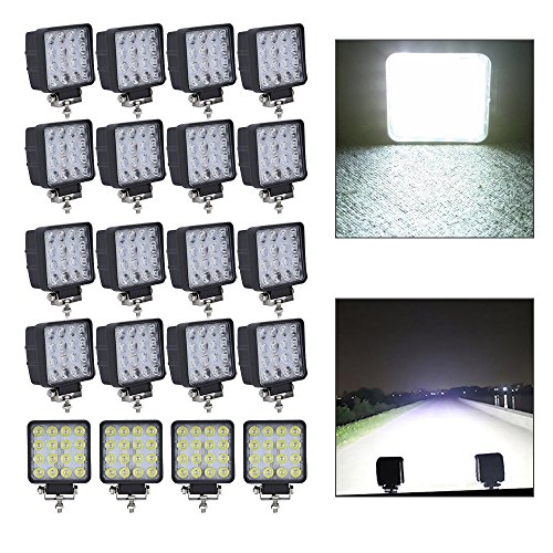 HJ 20x 48W LED Arbeitsscheinwerfer 4320LM Zusatzscheinwerfer LED Scheinwerfer IP67 Offroad Wasserdicht Flutlichtstrahler 12V 24V [Energieklasse A++]