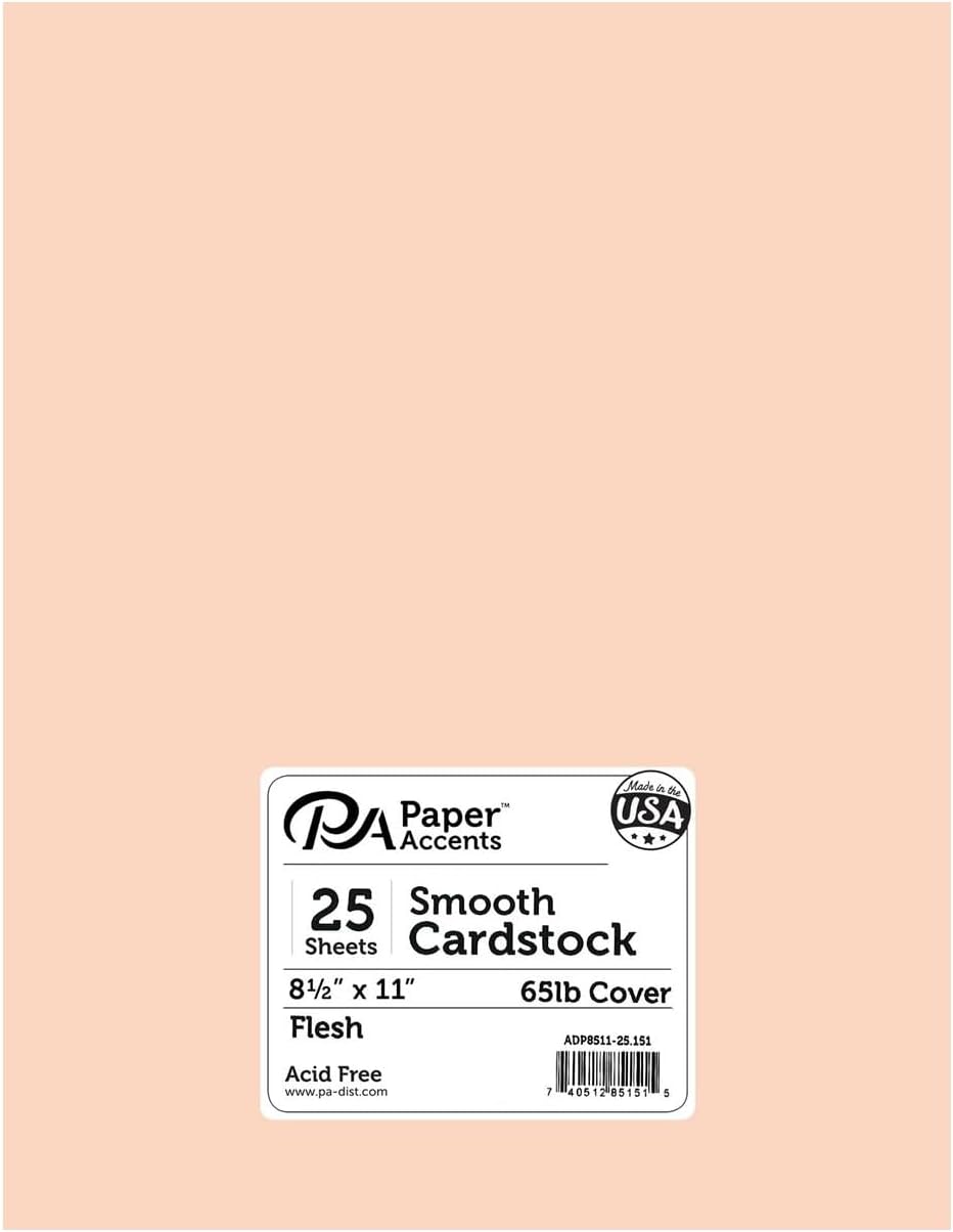 Accent Design Paper Accents ADP8511-25.151 No.65 8.5" x 11" Flesh Smooth Card Stock