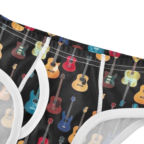 CHIFIGNO Boys Cotton Underwear Printed Briefs Breathable Underwear Briefs for Toddler Boy, Colorful Guitar Black4