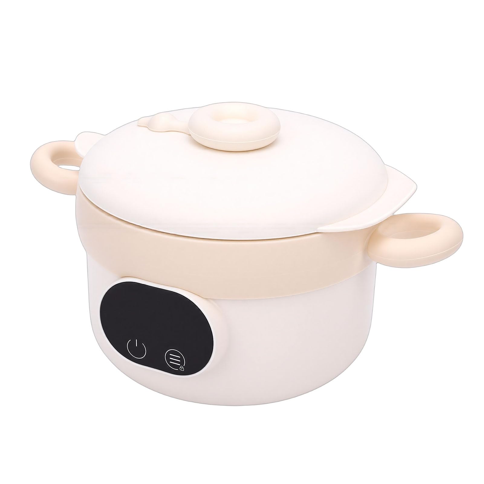 GLOGLOW Ciotola Scaldavivande Elettrica Senza Fili, Acciaio Inossidabile 304, Design Autoriscaldante da 470 Ml per Neonati e Bambini Piccoli (Color crema)