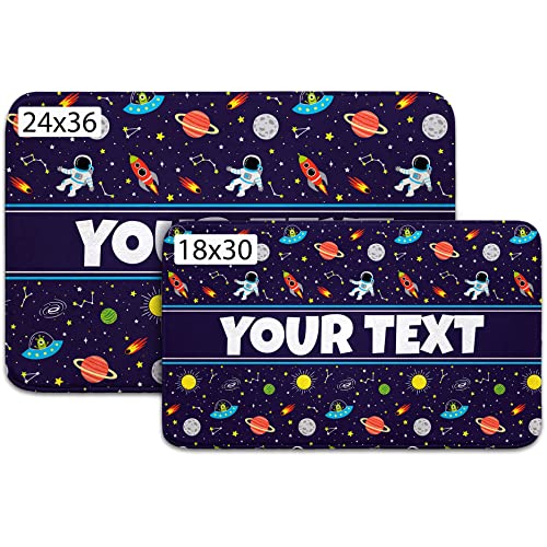 Personalized Outer Space Bath Mat For Bathroom Floor - Custom Bath Rug Birthday Gift Or Holiday Present For Boys, Girls, Kids, Children - 18 X 30 Inches, Full Coverage Vibrant Design, Memory Foam #TOP3