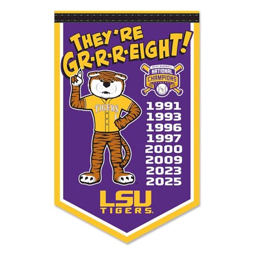 Louisiana State LSU Tigers 2025 College Baseball 8 Time National Champions Banner