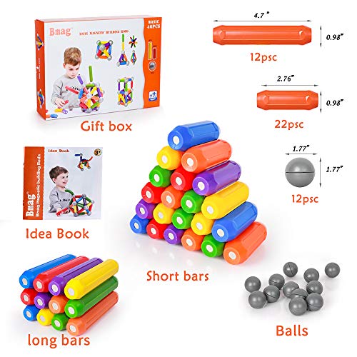 Bmag 46 Pcs Magnetic Balls And Rods Set, Magnet Building Sticks Set, Building Blocks Tiles, Stem Stacking Toys For Kids,Juniors,Toddlers #TOP6