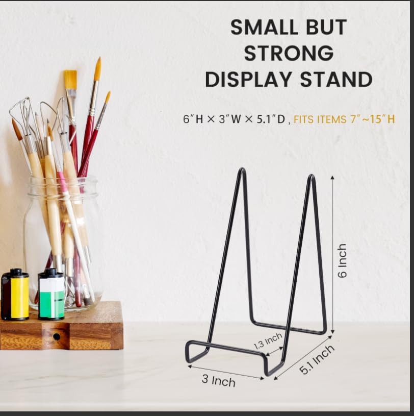 6 Pack 6 Inch Plate Stands for Display,Book Display Stand,Metal Plate Holder Display Stands,Small Easels for Display,Suitable for Books, Desktop Art, Images,Photos,and Collages - Image 2