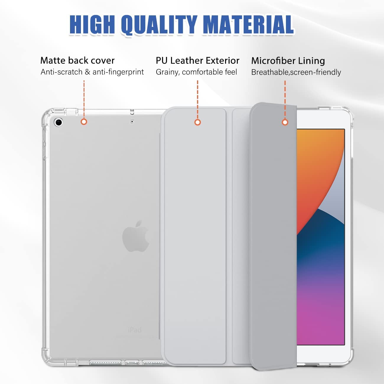 HUEZOE iPad 10.2 Inch Case, iPad 9/8/7 Generation (2021/2020/2019 Model Model), Folding Stand Protective Case with Pen Holder - Image 3