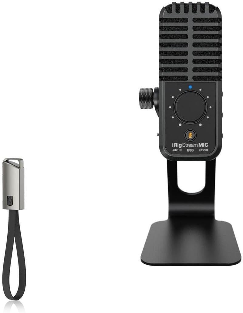 BoxWave Cable Compatible with IK Multimedia iRig Stream Mic USB - USB Type-C Keychain Charger, Key Ring USB Type-C to Type-A 8 in USB Cable - Jet Black